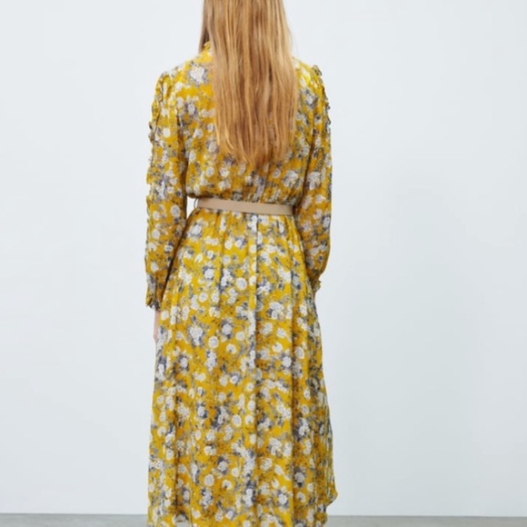NWT ZARA Floral Print Chiffon Boho Midi Dress S - Picture 2 of 14
